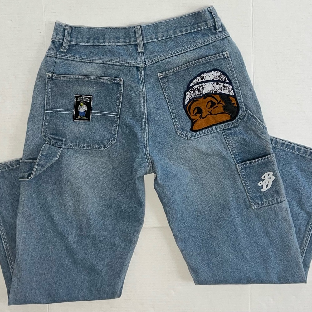 Vintage Ben Davis Baggy Carpenter Jeans Denim Pants Embroidered Y2k 90s 34x28
